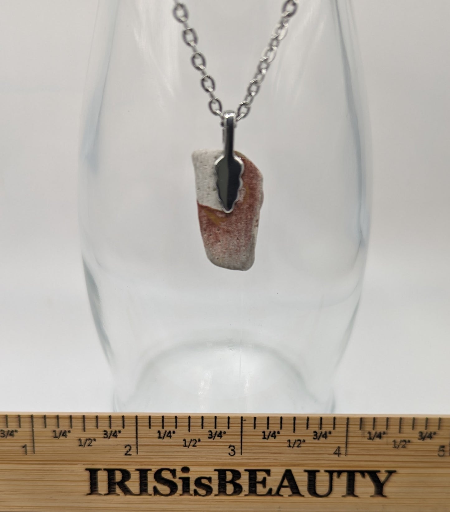 Beachcombing jewelry, beach find pendant, multicolor beach find with stainless steel bail and chain