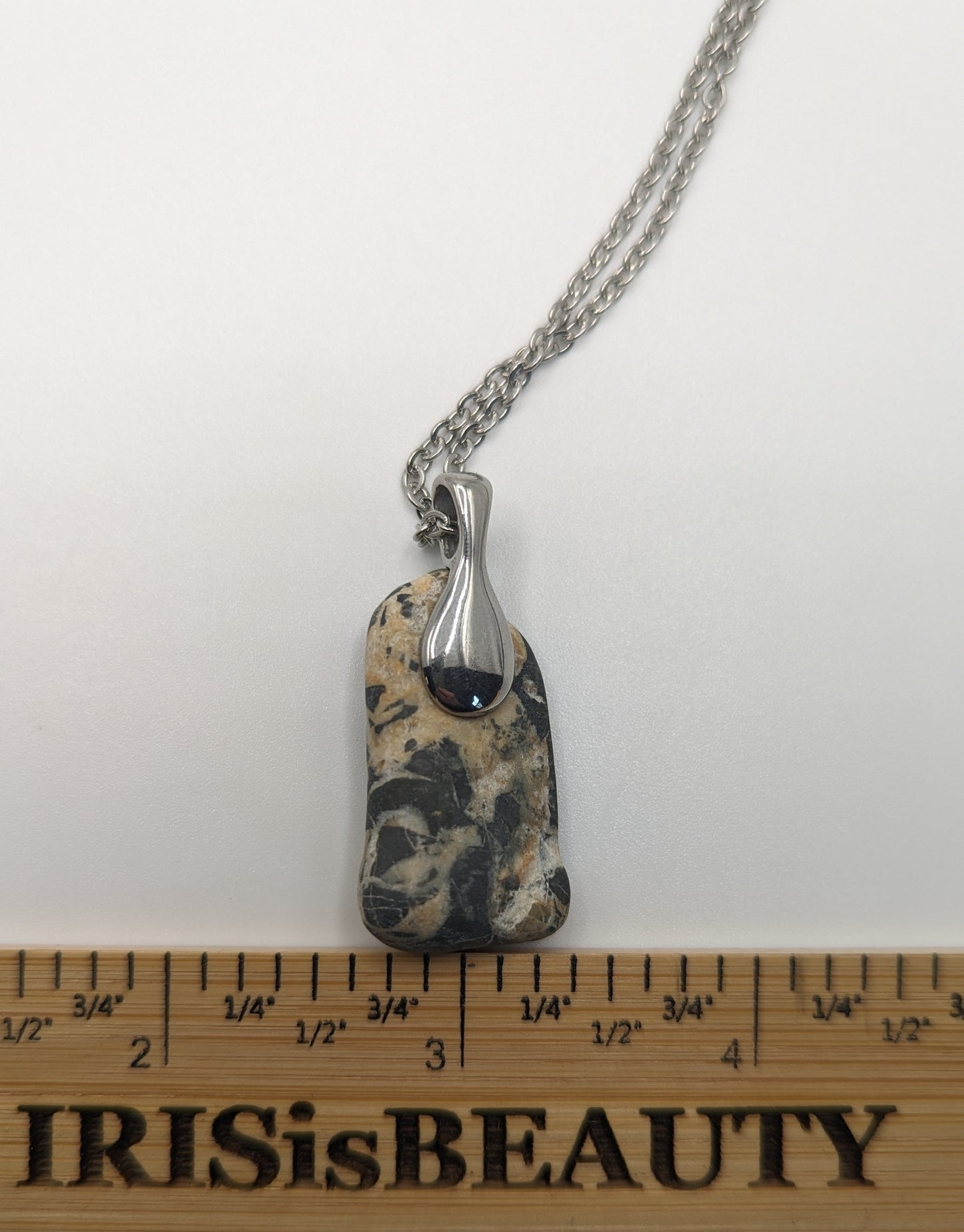 Maine beach stone pendant, multi color beach stone with bail, beach jewelry