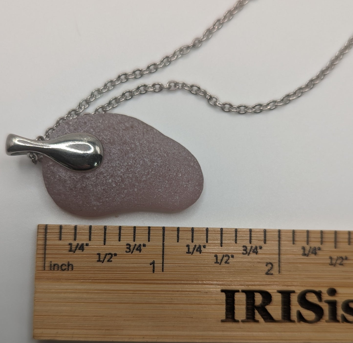 Lavender Seaglass necklace with stainless steel chain, seaglass jewelry, genuine beach tumbled sea glass