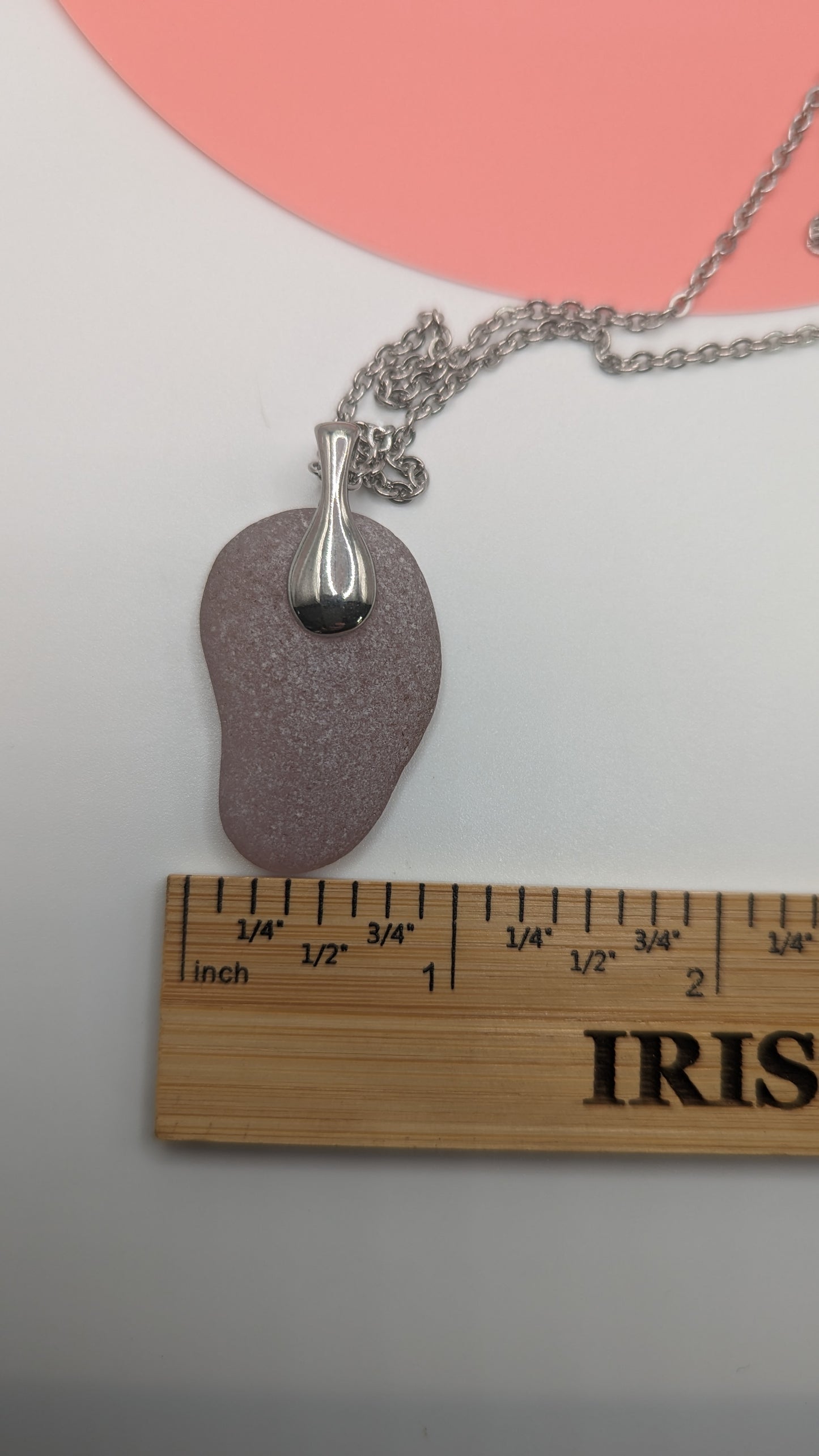 Lavender Seaglass necklace with stainless steel chain, seaglass jewelry, genuine beach tumbled sea glass