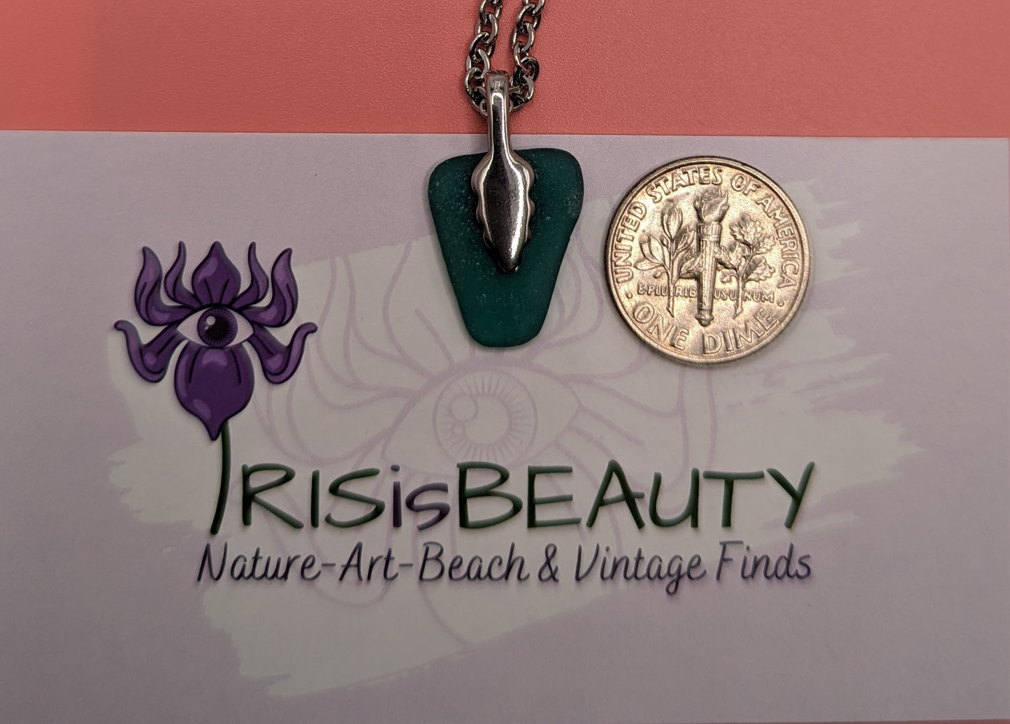 Teal Seaglass pendant, genuine seaglass, seaglass jewelry