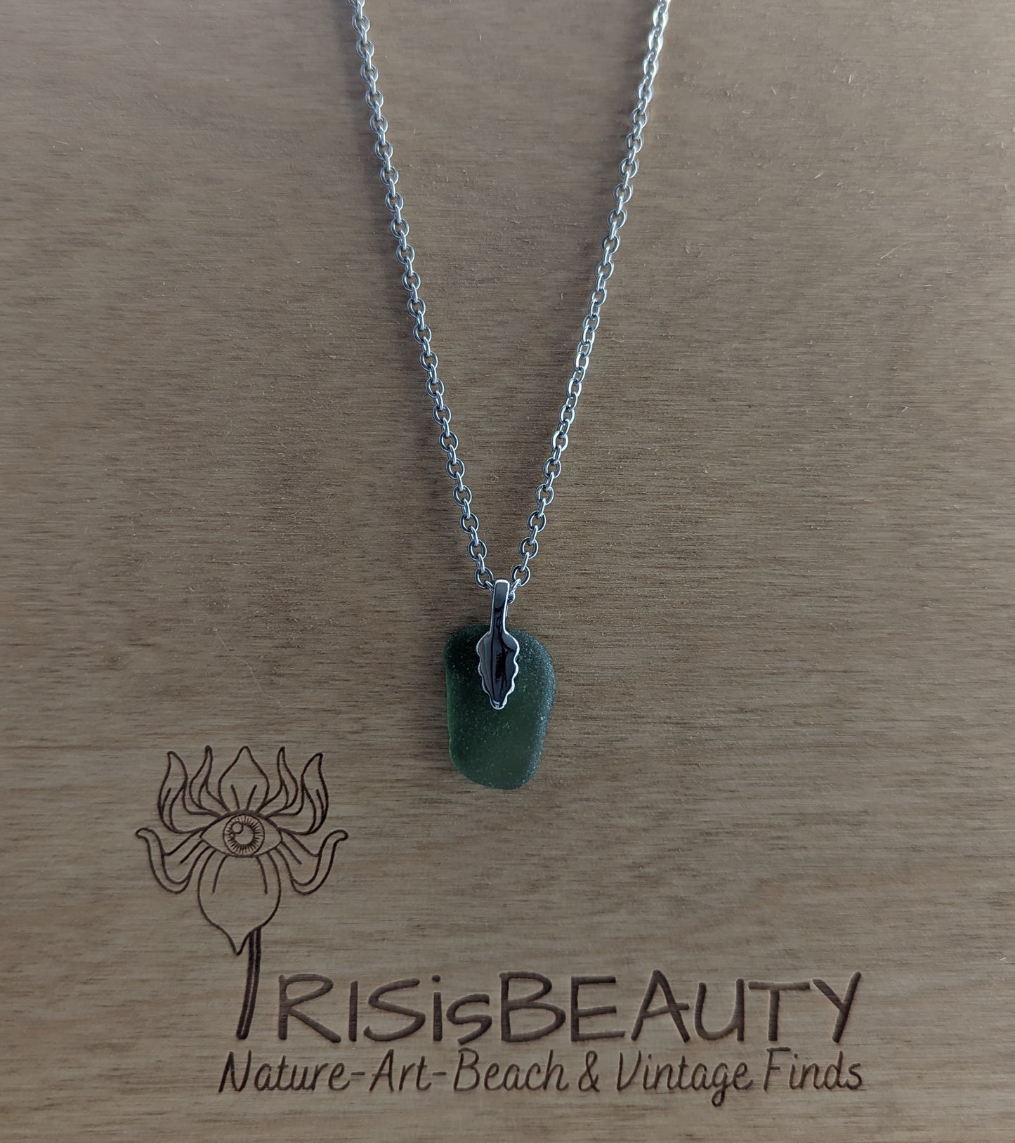 Green genuine beach seaglass pendant, seaglass jewelry, seaglass necklace