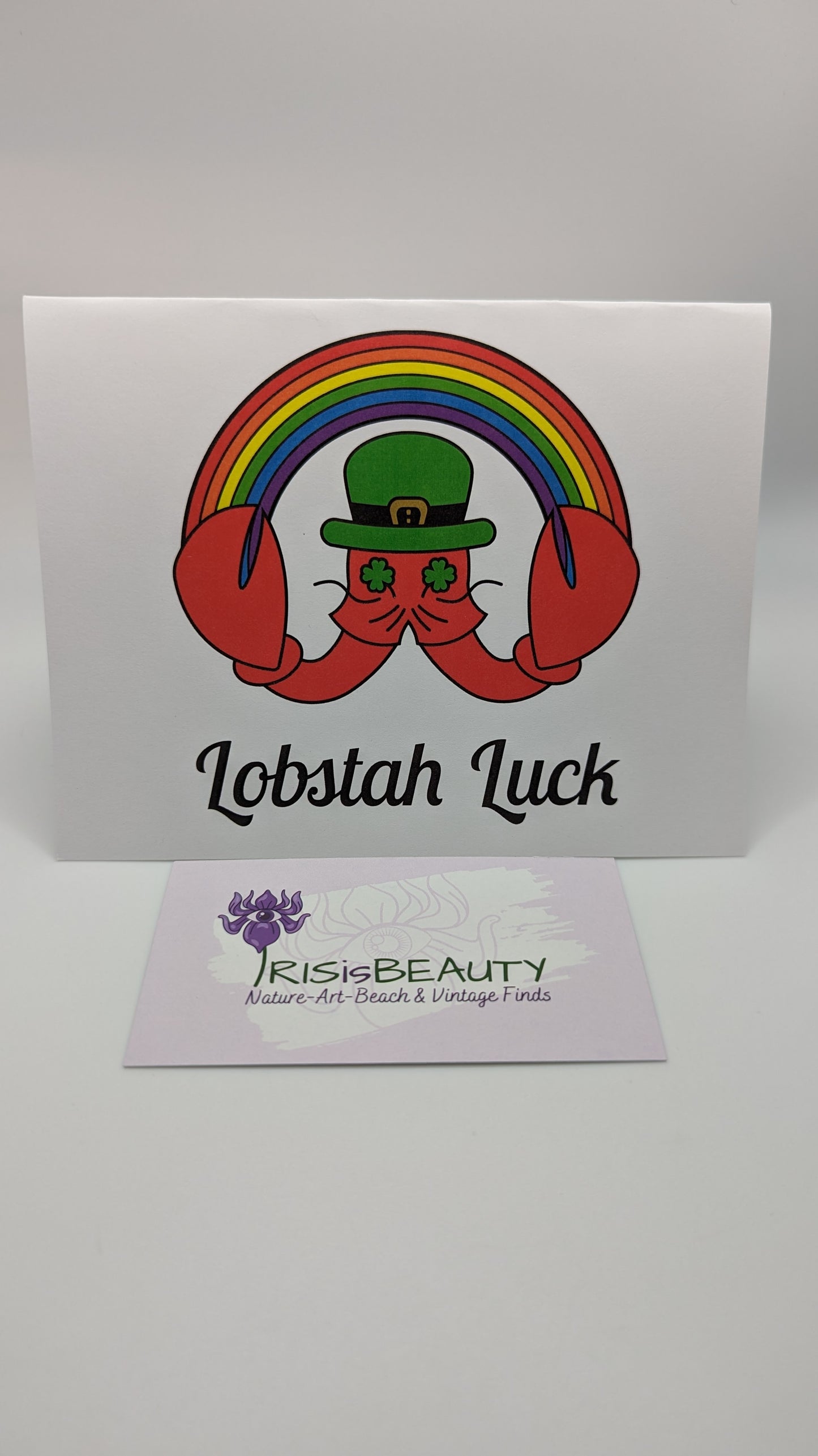 Lobstah Luck leprechaun lobster card, 4 cards in set, 4 1/4 x 5 1/2 inches