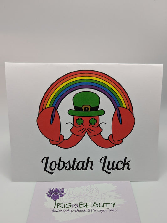 Lobstah Luck leprechaun lobster card, 4 cards in set, 4 1/4 x 5 1/2 inches